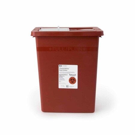 Sharpsafety Sharps Container Red Base 17-3/4 H X 11 W X 15-1/2 D Inch Vertical Entry 8 Gallon, 10PK 8980S